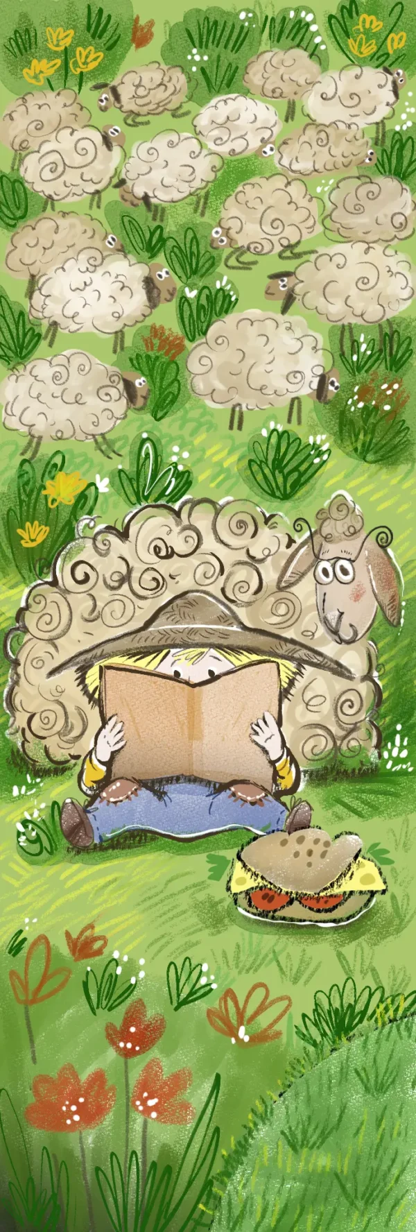 Boekenlegger Bookmark kinder schaap Boekenlegger Bookmark Illustratie Illustration