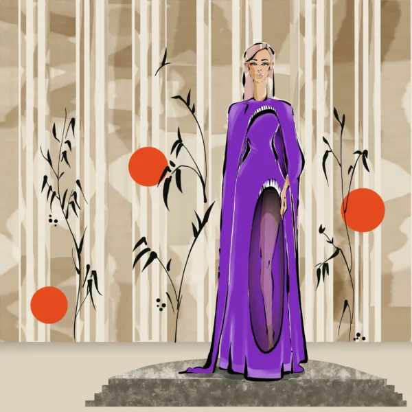 Vrouw in Paarse Jurk