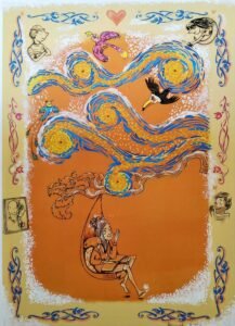 Custom made illustration for an Italian girlwho lives in Netherlands, she loves books, travelling, bright colors, and her family.