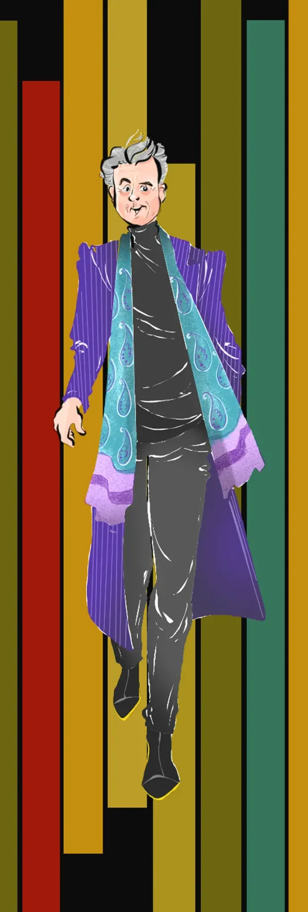 Geïllustreerde originele boekenlegger met excentrieke man