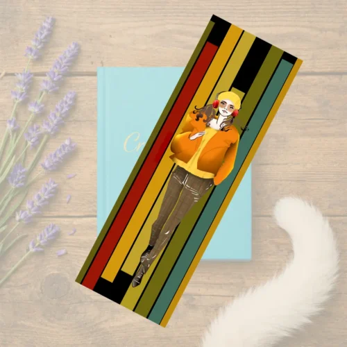 Geïllustreerde boekenlegger met mysterieuze vrouw