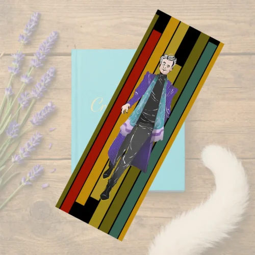 Geïllustreerde originele boekenlegger met excentrieke man