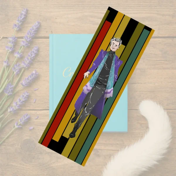 Geïllustreerde originele boekenlegger met excentrieke man