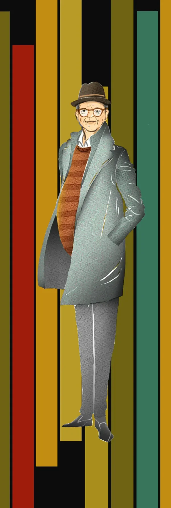 Geïllustreerde originele boekenlegger met mysterieuze man