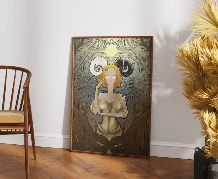 Art Print & Illustratie Dilemma van iHeartillustration in woonkamer setting