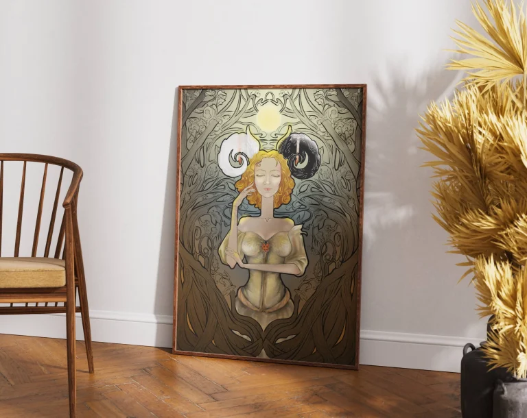 Art Print & Illustratie Dilemma van iHeartillustration in woonkamer setting